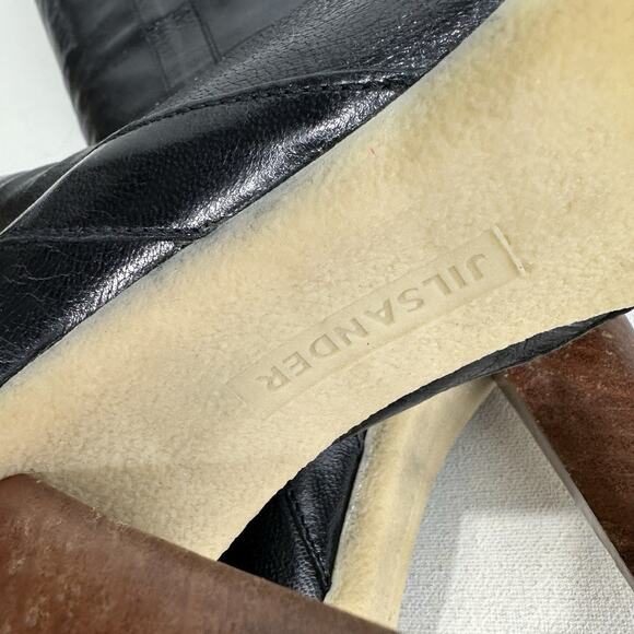 Jil Sander Black Leather Mid Calf Platform Heel Boots EU Size 38 - Picture 12 of 12